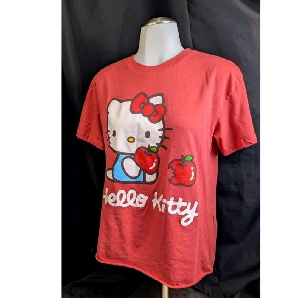 Sanrio Hello‎ Kitty Graphic T-Shirt ~ Junior's Size Small~Red Apple~Short Sleeve